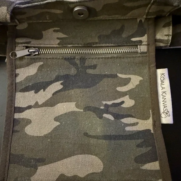 Quilted Koala Upright Tote Green Camo with Crossbody Strap - Picture 3 of 4